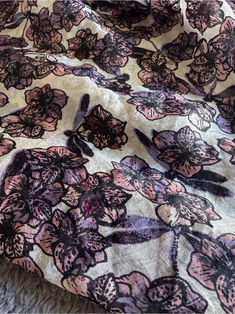 Floral Velvet Burnout Top in Blush and Lavender